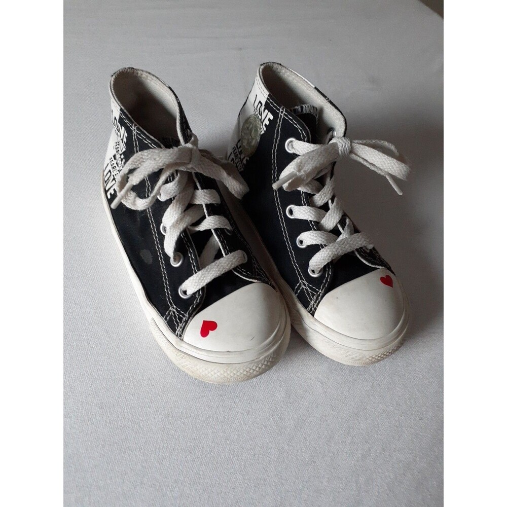 Converse Sneakers Kids Shoes Love Fearlessly Yourself First US 9 Black Red Heart